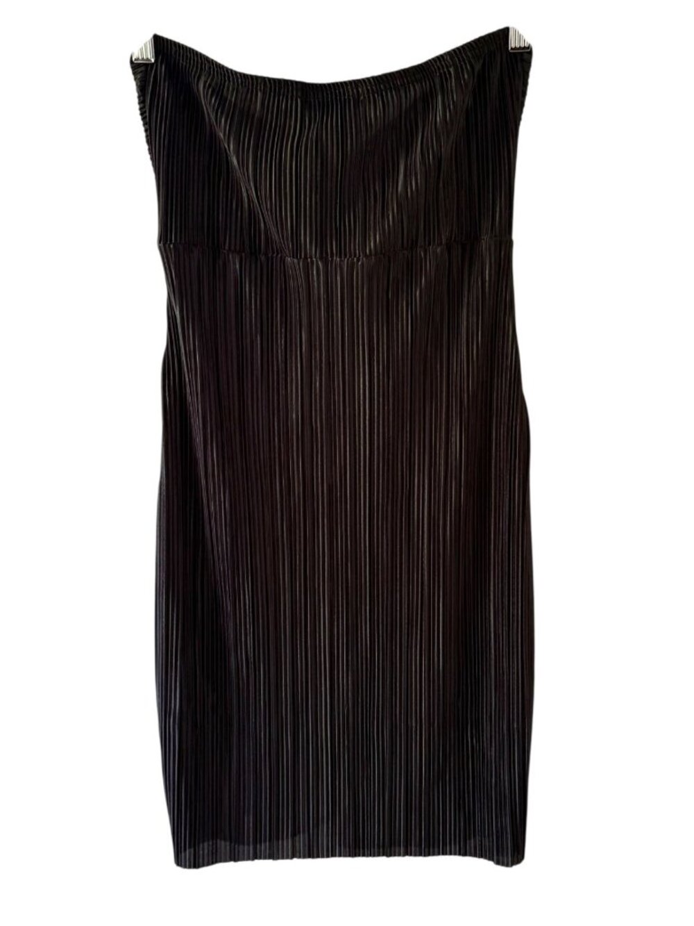 PrettyLittleThing Dress Size 6 Black Plisse Bandeau Bodycon Mini Glam - Picture 4 of 10